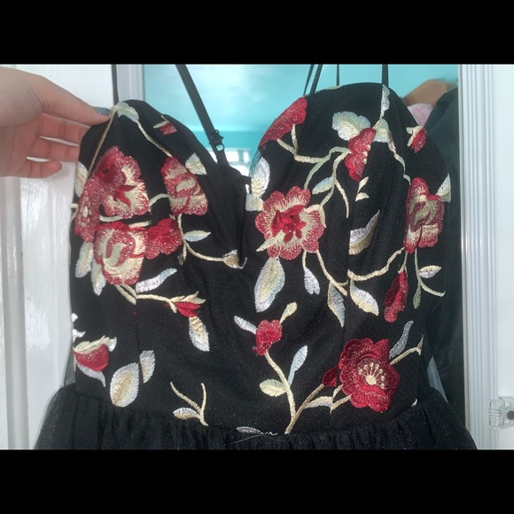 Black Floral Mini Dress - Picture 3 of 5